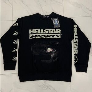 Hellstar Sports #96 Logo Cotton Jersey Black Sweater for Men size Large